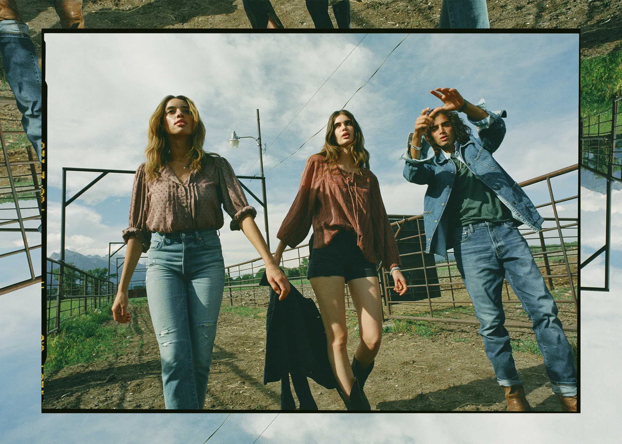 Barbato Collective, BarbatoCo, Daniel Barbato, Creative, Creative Direction, Art Direction, Lifestyle, Campaign, Brand, Lucky Brand, Americana, American Flag, Denim, Denim Campaign, Denim Editorial, Denim Photoshoot, Jackson Hole, Wyoming, Big Sky, Outdoors, American Landscape, America, USA, Iconic, Epic, Timeless, Fashion, Style, Jeans, Rugged, Western Style, Western Wear, Womenswear, Menswear, Adventure, Roadtrip, Effortless, Casual, Ethereal, Pattern, Sweater, Americana, Road, Scenic, Horizon, Film, 120, Medium Format, Group, Friends, Ranch, Farm, Horses, Corral